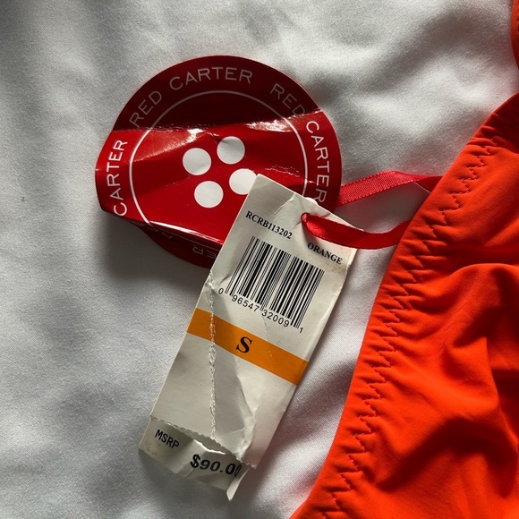 NWT Red Carter Bold Orange Triangle Bikini Top with Gold details - Picture 3 of 5